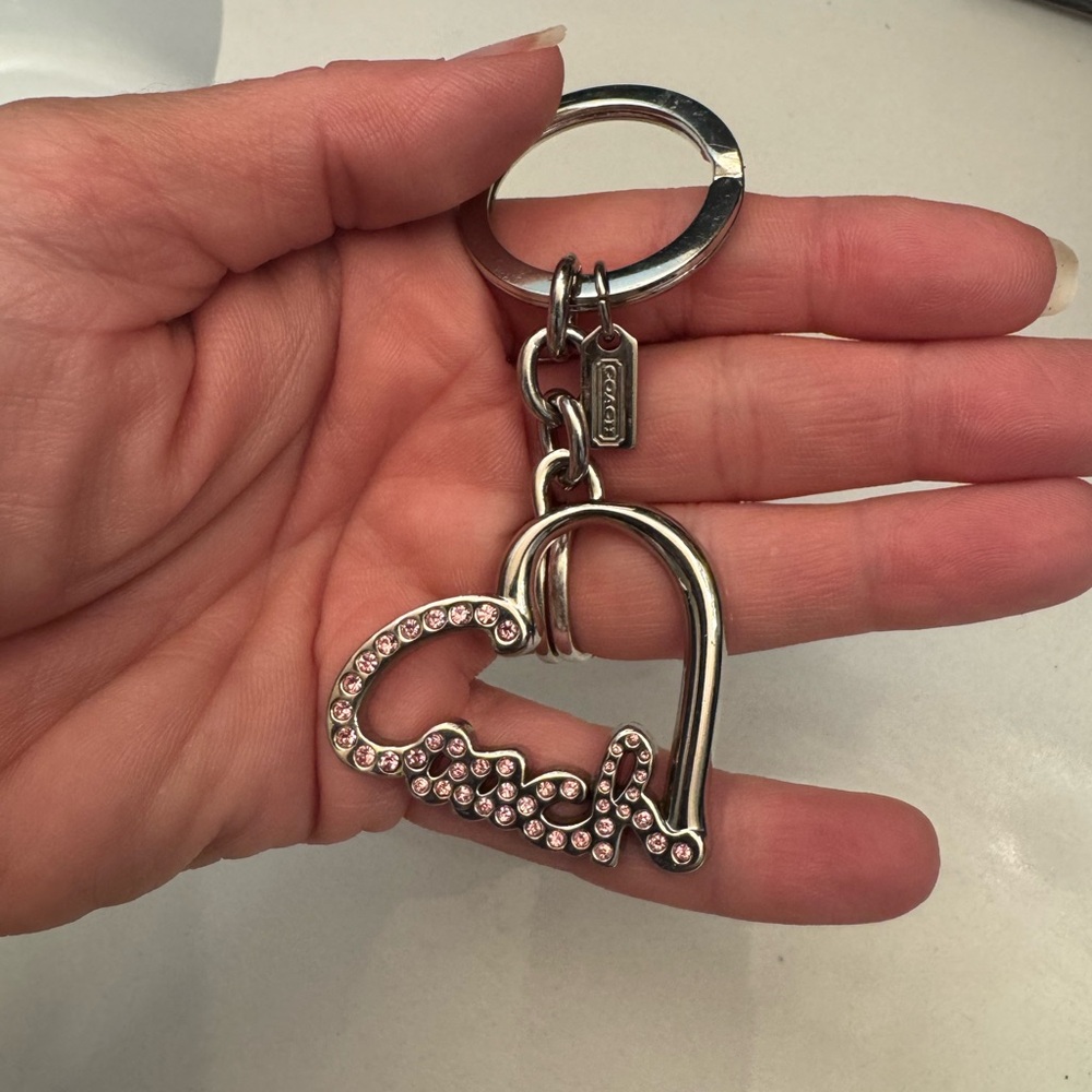 Coach Silver & Pink Rhinestone Keyring - Picture 3 of 3